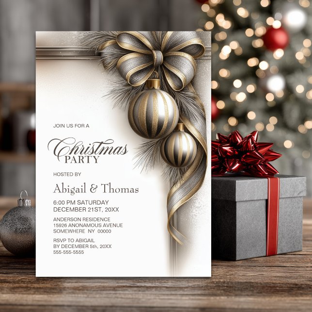 Invitation Nœud de Noël élégant Fête de Noël (Créateur téléchargé)