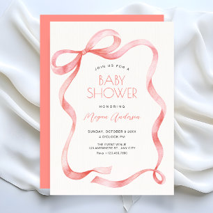 Invitation Nœud de ruban doux rose rouge