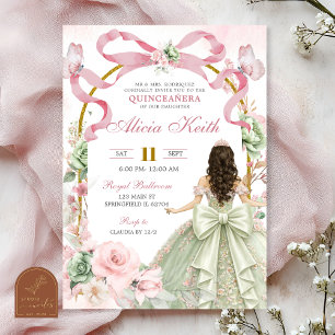 Invitation Nœud de sauge rose Coquette Papillon Princesse Qui