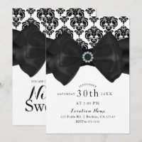 Nœud en damassé noir et blanc, fête glamour pour S
