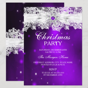 Invitation Noeud en dentelle élégant violet pour la fête de N