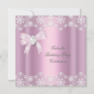 Invitation Nœud en diamant élégant pour fête d'anniversaire r