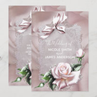 Nœud en satin rose blush et mariage romantique ros