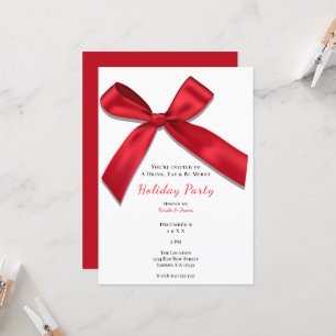 Invitation Nœud en satin rouge blanc minimal classique de vac