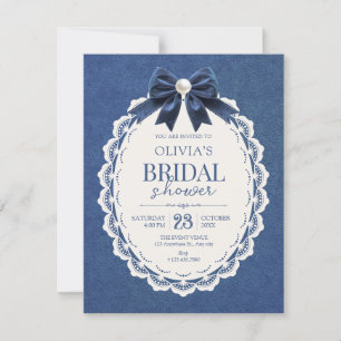 Invitation Noeud en velours bleu marine élégant vintage pour 