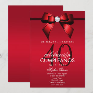 Invitation Nœud et Ruban Bijou Élégant Espagnol 40e Anniversa