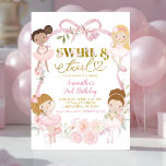 Invitation Nœud Floral Rose Coquette Ballet Tourbillon et Tou<br><div class="desc">Invitation d'anniversaire Nœud Floral Rose Coquette Ballet Tourbillon et Tourner,  Invitation Tutu Fille d'anniversaire Ballet,  Invitation Anniversaire Danse Ballerine Rose Florale Modifiable</div>