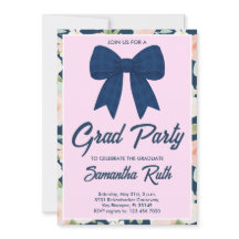 Nœud Gingham Bleu Marine Fleur Sauvage Fête de Rem
