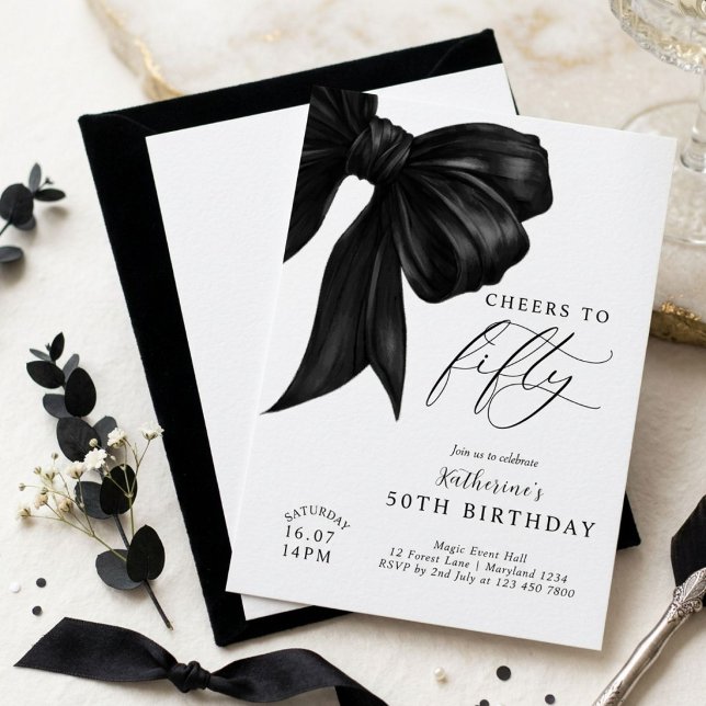 Invitation Nœud Noir 50e Anniversaire (Créateur téléchargé)