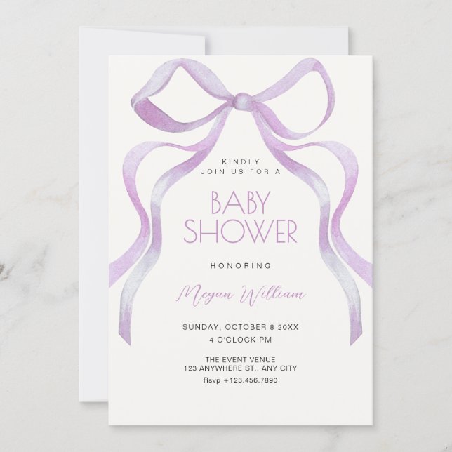 Invitation Noeud papillon douche de mariée (Devant)