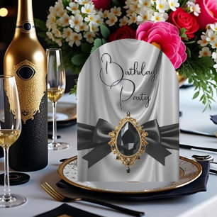Invitation Nœud papillon élégant gris or noir pour anniversai