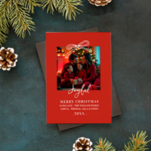 Invitation noeud papillon gribouillé Famille Photo Noël Écrit