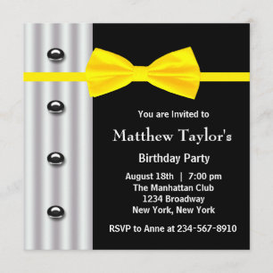 Invitation Nœud papillon jaune Smoking noir pour hommes pour