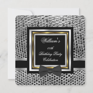 Invitation Nœud papillon noir élégant Anniversaire or argent