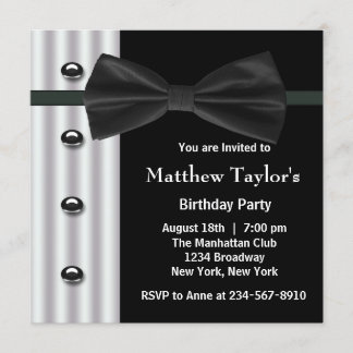 Invitation Nœud papillon smoking noir pour homme pour fête d'