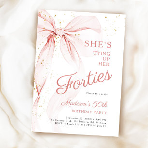 Invitation Nœud Rose 50e Anniversaire Elle boucle ses Quarant