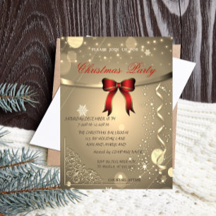 Invitation Nœud Rouge Élégant, Fête de Noël de la Société de