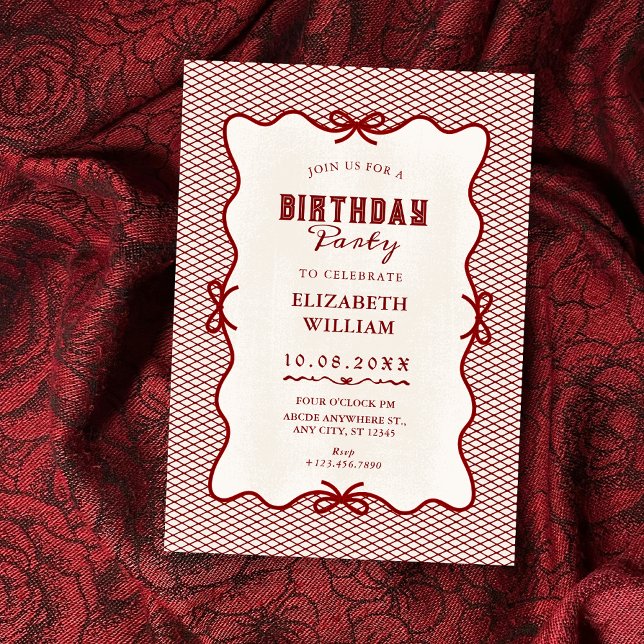 Invitation Nœud rouge vintage (Créateur téléchargé)