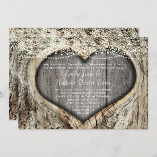 Invitation Noeud Rustique Coeur Forêt Dans Mariage Arbre