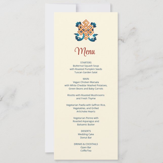 Invitation Noeud sans fin Mariage Tibétain  (Devant)