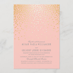 Invitation Noeud Vintage Confetti Rose et Or