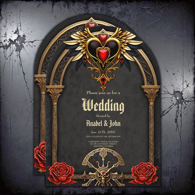 Invitation noeuds celtiques et un coeur dans l'élégance gothi (Créateur téléchargé)