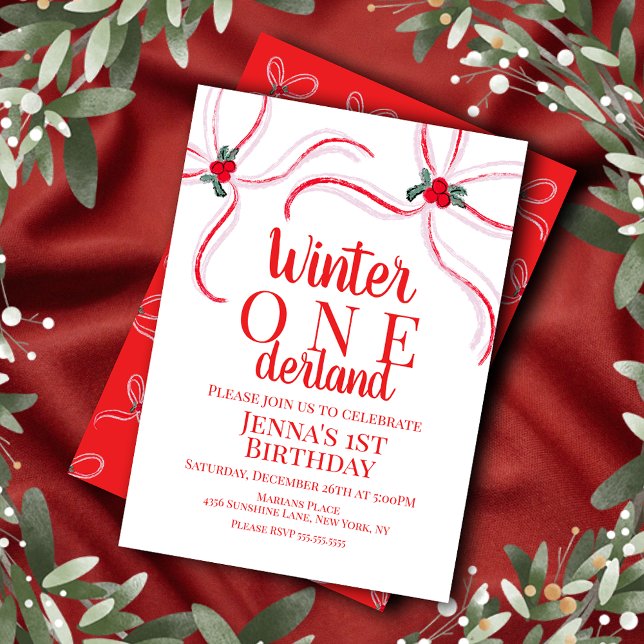 Invitation Noeuds de Noël dessinés à la main Fête d'anniversa (Créateur téléchargé)