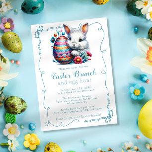 Invitation Nœuds de Pâques Lapin Colorés Adorables Œuf Brunch