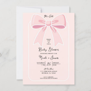 Invitation Nœuds roses mignon cottage chic Baby Shower Coquet
