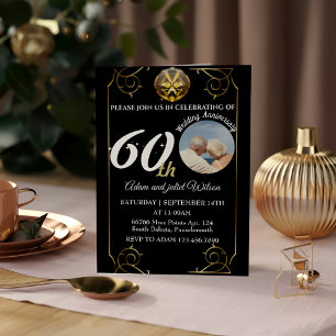 Invitation noir 25e 40e 10e 75e 60e anniversaire de mariage