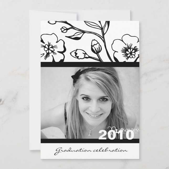 Invitation noir 311-Graduation luxuriant et blanc (Devant)