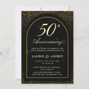 Invitation Noir 50e anniversaire de mariage