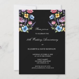 Invitation Noir 50e anniversaire mariage