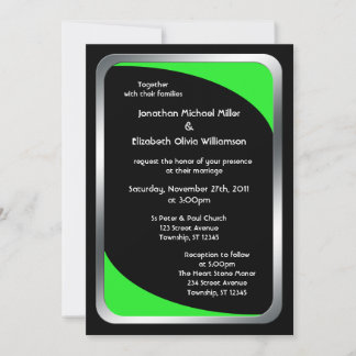 Invitation Noir alternatif avec Mariage vert néon