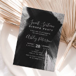Invitation Noir argent chic bracelets typographie Sweet 16<br><div class="desc">Une invitation à la fête du Sweet sixteen de peinture moderne,  chic et élégante en argent noir chic. Parfait pour une fête d'anniversaire en sweet sixteen.</div>