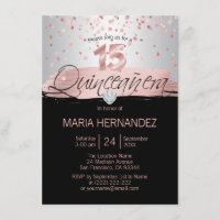 Noir argenté QUINCEANERA 15 de feuille d'or de
