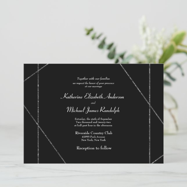 Invitation Noir Aucun Parent B/W Mariage photo (Debout devant)