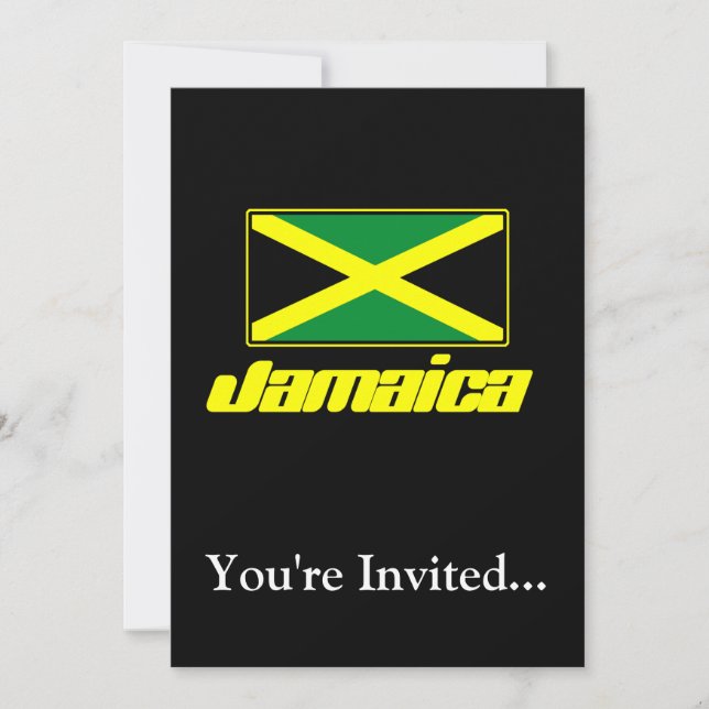 Invitation Noir avec le drapeau jamaïcain (Devant)