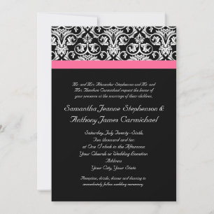 Invitation Noir avec Pink Passion Damas
