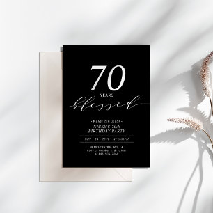 Invitation Noir & Blanc   70 ans aimés 70e anniversaire fête