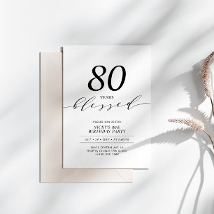 Invitation Noir & Blanc   80 Ans Aimé Fête d'anniversaire 80 