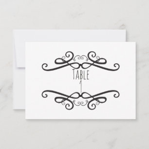 Invitation Noir & Blanc Classic Vintage Wedding Numéro de tab