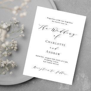 Invitation Noir blanc classique formel QR RSVP mariage de lux