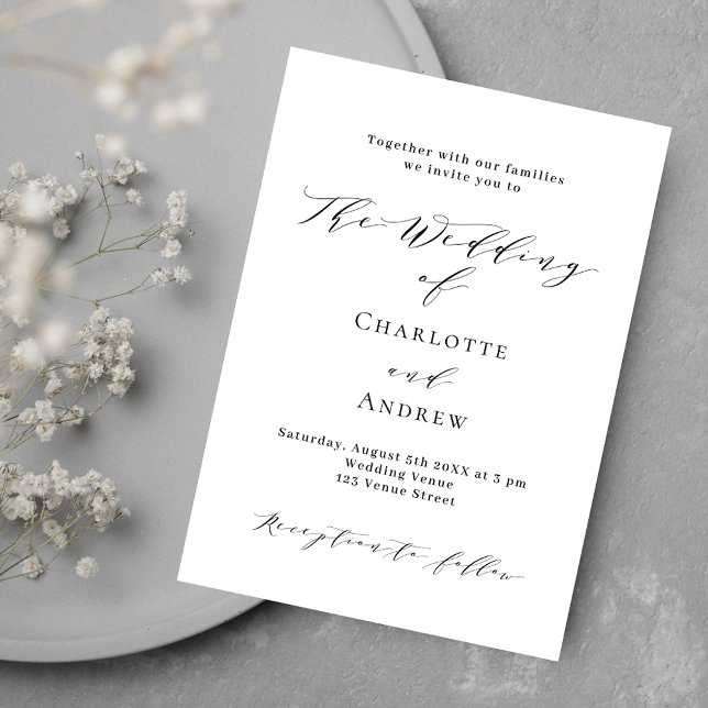 Invitation Noir blanc classique formel QR RSVP mariage de lux (Créateur téléchargé)