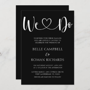 Invitation Noir & Blanc Coeur Calligraphie & Mariage Photo Da