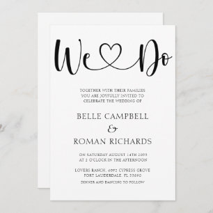 Invitation Noir & Blanc Coeur Calligraphie & Mariage Photo Da