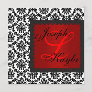 Invitation Noir & Blanc DAMASK Fête de fin d'année Mariage In