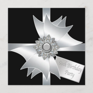 Invitation Noir Blanc Diamant Arc Fête des 60 ans des Femmes