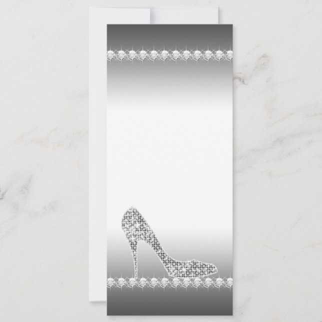 Invitation Noir Blanc Diamant Haut talon Chaussure Anniversai (Devant)