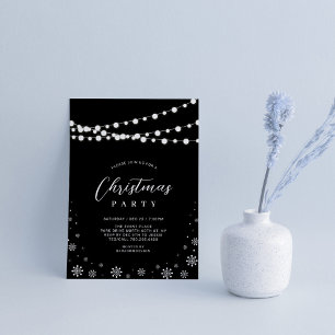 Invitation Noir & Blanc   Guirlande Lumineuse Fête de Noël